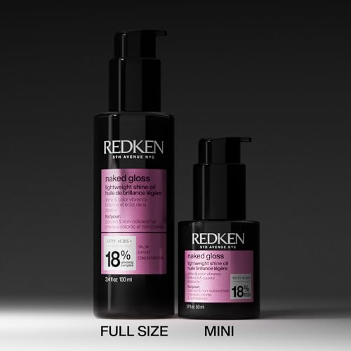 Image of Redken Naked Gloss Shine Hair Oil - Adds Shine & Enhances Color Vibrancy, Lightweight Heat Protectant, Frizz Control, Infused with Omega-9, For Dull or Color-Treated Hair