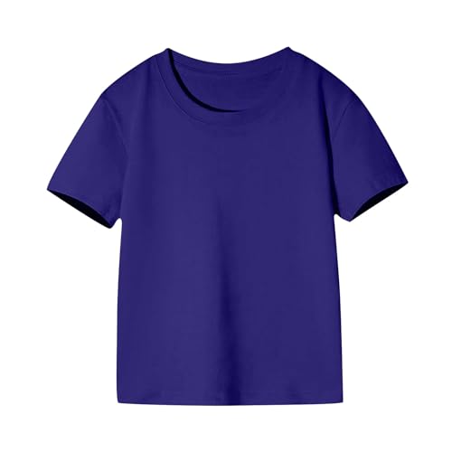 duxyoz Cotton T Shirts for Boys Girls Short Sleeve Tops Casual Solid Breathable Summer T-Shirt Loose Fit Round Neck Plain School Basic Tees Lounge Top Kids Daily Wear Playwear Clothes 2-3 Years