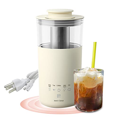WOOLALA 5-In-1 Portable Electric Kettle DIY Differen Drinks, 110V Milk Tea Machine Coffee Maker Auto Stir Milk Foam Maker 350ML Personal Travel Mug, 7Minutes Fast Boiling