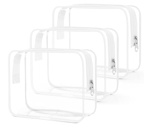 3 Pieces Big Clear Toiletry Bag, Makeup Bags for Travel, PVC Waterproof Travel Small Pouches with Zipper for Men and Women