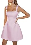 Liwecit Women's Short Simple Homecoming Dresses for Teens 2025 Satin Blush Pink Wedding Reception Party Dress HOCO Gown Size 4
