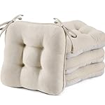 BETU Chair Cushions for Dining Chairs Set of 4,3.5" Thick Kitchen Table Chair Pads with Ties,Non Slip Backing and Covers, Seat Cushion for Dining Room,Bar,Patio Chairs,16"X16"X3.5",Beige
