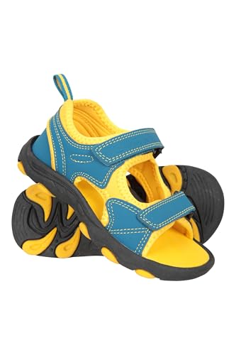 Mountain Warehouse Pebble Junior - Sandalias para niños con forro de neopreno, Phylon, correa de talón extraíble, cierre de velcro, para viajes de otoño, azul verdoso, 25.5 EU