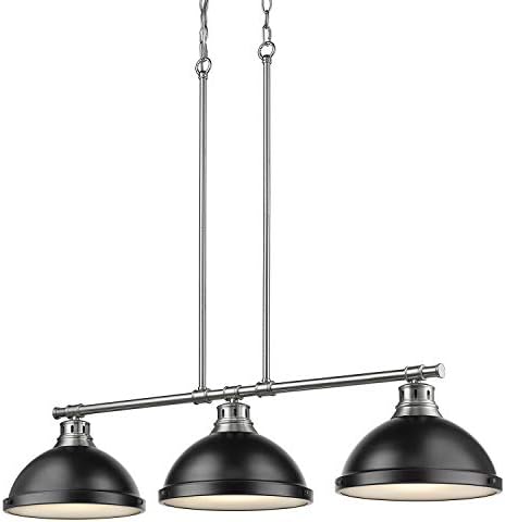 Golden Lighting 3602-3LP PW-BLK Three Light Linear Pendant, Black