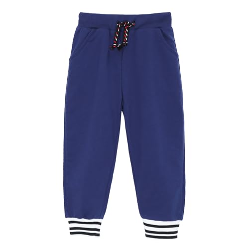 HILEELANG Toddler Boys Cotton Jogger Sweatpants 3 Pack, Soft Adjust Elastic Waist Pants with Pockets, Sizes 12M-7T4