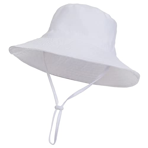 Baby Sun Hat Toddler Summer Upf 50+ Sun Protective Bucket Hat Wide Brim Beach Hats For Baby Boys Girls 0-6 Years (As1, Age, 0_Month, 6_Months, White) #TOP1