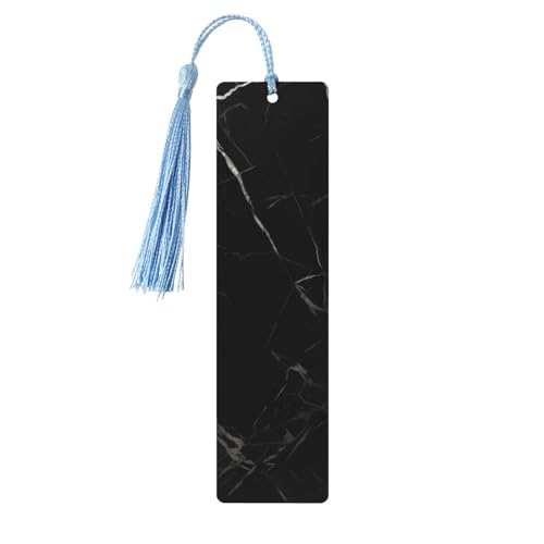 タッセルペンダント付きブラック大理石木製ブックマーク ユニークなハンドメイド木製ブックマーク ギフトクラフトブックマーカー ブック愛好家向け ページマーカー オーナメント 誕生日プレゼントに最適