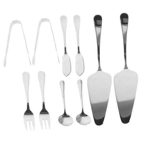 Cabilock Pc Stainless Steel Cake Serving Set Forks Spoons Tongs for Wedding Birthday