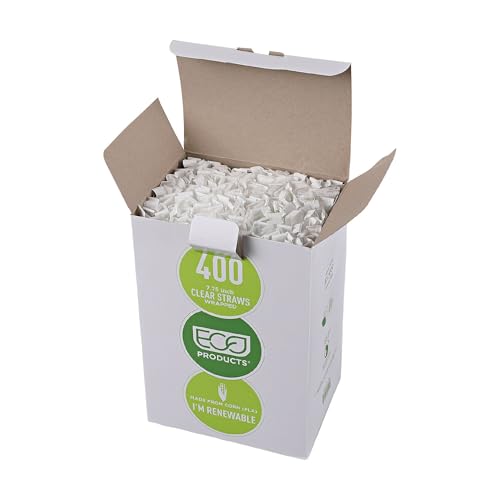 Eco-Products Compostable Paper Wrapped Plastic Straws, 7.75" Long, 5mm Diameter,