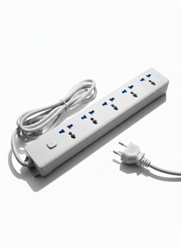 Image of SBF Extension Board with 3 USB Charging Ports & 4 Universal Sockets | 10 Amp Heavy Duty Power Strip with 2 Meter Cable, Overload Protection & Switch | Multi Plug Extension Cord (White(5P 2USB 1C))