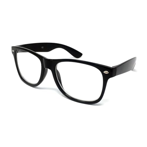 WS UK Adults Clear Lens Glasses - Unisex with UV400 Protection (Black)