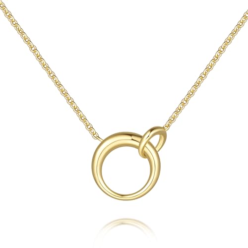 Gold Necklace 14K Gold Pendant Necklace for Women Dainty Pendant Clean Simple and Modern Double Circle Pendants Necklaces for Women