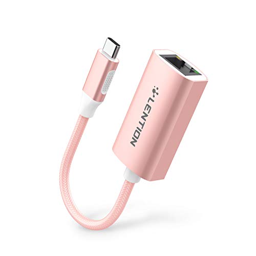 LENTION USB C to Gigabit Ethernet Adapter, 1000M RJ45 Wired LAN Network Converter Compatible 2020-2016 MacBook Pro 13/15/16, New iPad Pro/Mac Air/Surface, Chromebook, More (CB-CU604, Rose Gold)