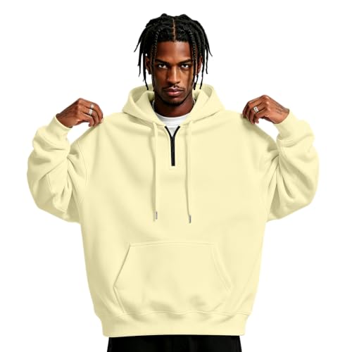 Hooded Sweatshirt Men Fleece Quarter Zip Pullover Hoodie Kangaroo Pocket - image 1