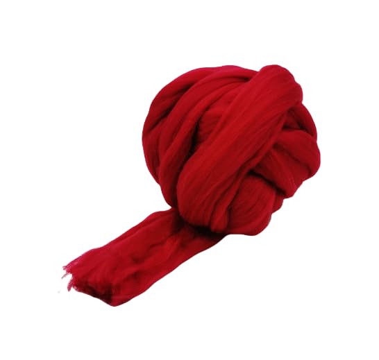 Lana merina de 2.2 libras para hilar relleno cardado rojo vino suave