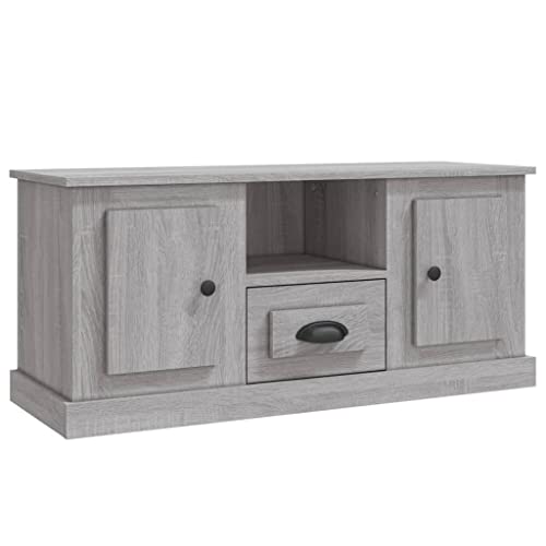 vidaXL Meuble TV, Armoire de Télévision avec 4 Tiroirs, Meuble Télé avec Rangement Salle de Séjour, Moderne, Sonoma Gris Bois d'Ingénierie