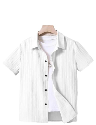 Image of Vikita Enterprise Devansh Cotton Stylish Boys Shirts Regular Fit Hawaiian Sugarcane Strips Popcorn Plain Unisex Shirt