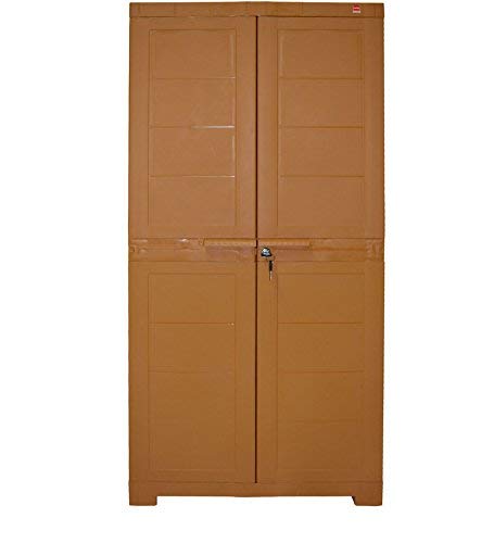 Image of Cello Novelty Big Bookshelf, Sandalwood Brown | 2 Dustproof Doors | Space Saving Cupboard | Plastic Book Shelf | Multipurpose Book Shelf for Home, Office | Book Organizer for Library