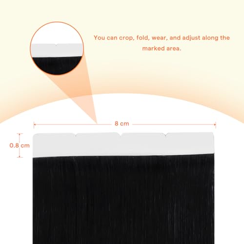 Image of Full Shine Wide Human Hair Tape in Extensions, Jet Black 18 Inch | 75g 15 PCS, Invisible Tape in Hair Extensions, Remy Human Hair, Wide Weft, Full Coverage, Volume Boost, Straight Style