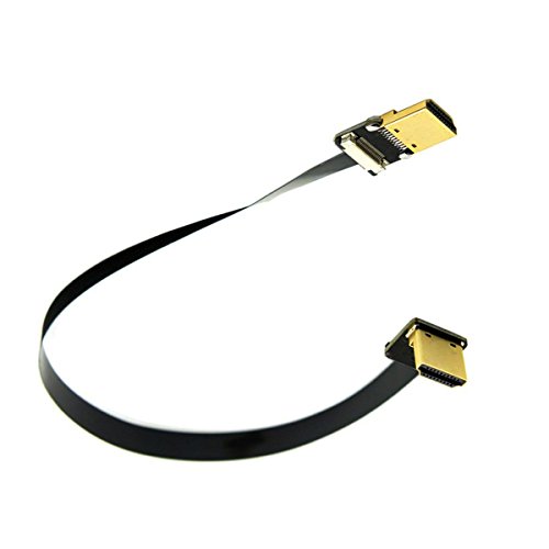 Kework Fpv Hdmi Cable, 20Cm Fpv Hdmi Slim Flat Cable, 90 Degree Downward Standard Hdmi Male Interface To Standard Hdmi Male Interface For Red Bmcc Fs7 C300 (Single Downward) #TOP4