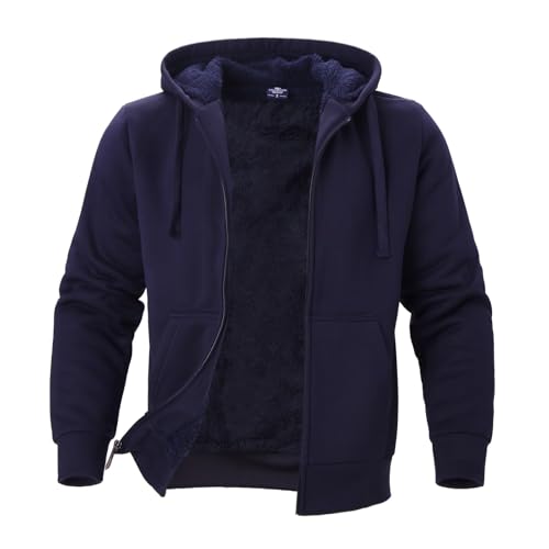 Image of LeeHanTon Sherpa Lined Hoodies for Men Heavyweight Full Zip Up Sweatshirt Thick Fleece Winter Warm Work Jackets Plus Size