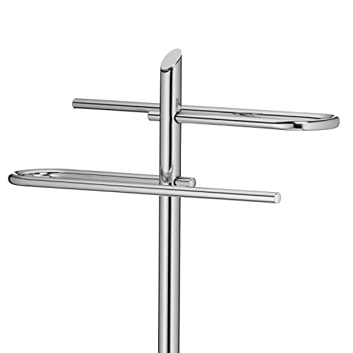 kela towel rail upright 88cm, towel rail with 2 towel rails, KEN, metal chrome-plated, shiny, Glossy Silver, 88 cm - Image 3