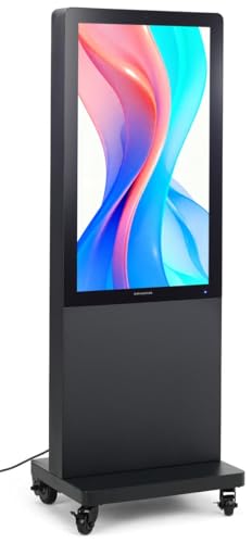 Image of Displays2go 43 inch Outdoor Digital Signage Display | Weatherproof LCD Screen, Android OS, Anti-Glare, Locking Wheels, DF043NHBC