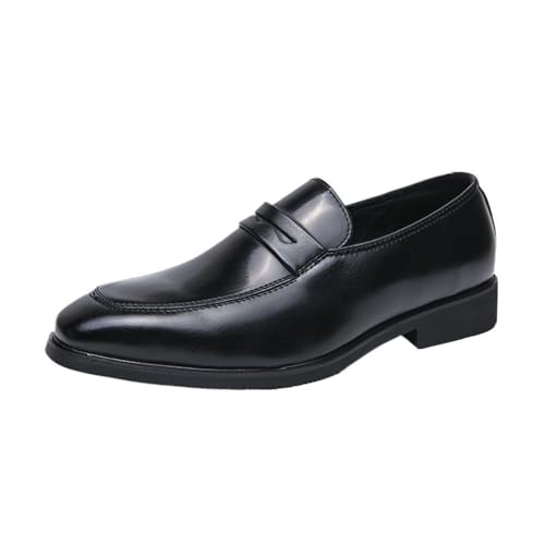 Mens Leather Loafers Pointed Toe Casual Shoes Low Heel Slip On Comfortable Driving Moccasins