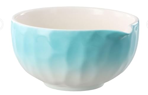 Culinavog Ceramic Matcha Bowl Set, 500 ml Ceramic Mixing Bowl with Small Pour Spout, Mini Fruit Salad Mixing Cups, Easy to Clean, Reusable Mini Porcelain Matcha Cup for Home, Kitchen, Parties