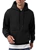 QIXING Men's Cotton Fleece Lined Hoodie Casual Warm Pullover with Kangaroo Pocket & Drawstring - Winter Streetwear Hoodies (Black, XXL) #1