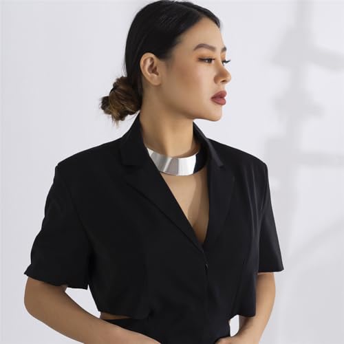 Chunky Gold Necklace Big Statement Chunky Necklace for Women African Tribe Wide Metal Choker Necklaces Jewelry3