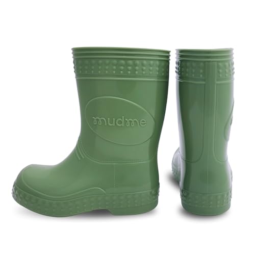 mudme Botas de agua para niños – Botas de lluvia ligeras e impermeables con calcetín interior de algodón – Botas de agua descalzas para niños y niñas – Bebé – EU 19-30, Sage Green., 31/32 EU