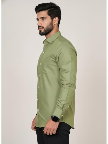 Image of Full Sleeve Black Formal Shirt for Men Cotton Regular Fit Casual - Pure Premium Branded Shirts for Men Formal Stylish Slim Plain Solid Man Wear as Office and Party