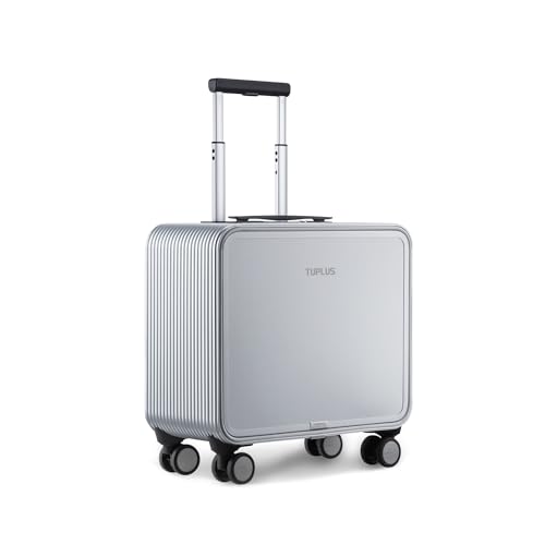 Valise à roulettes rigides en aluminium argenté TUPLUS Quick S sans fermeture