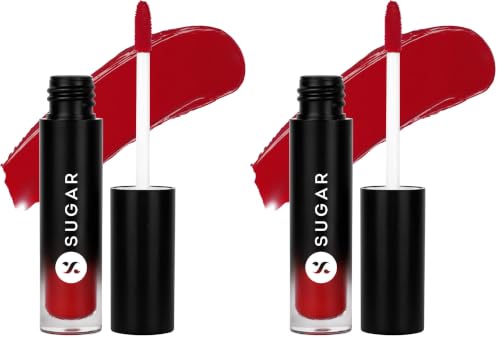 Image of SUGAR Cosmetics Mousse Muse Lip Cream | Lasts 24+ Hrs | Creamy Mousse Lipstick | Waterproof & Smudgeproof | 5ml - 06 Harmony in Red (Pack of 2)