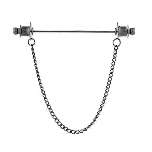 Image of Chain Lapel Pin Collar Bar Tassel Brooch Classic Ball Head Brass Shirt Collar Bar Tie Pins for Men Wedding Business