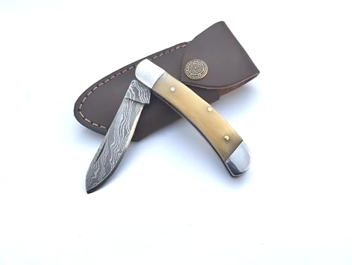 AMJ Crafts Damascus Steel Pocket knife, Folding knife, EDC, outdoor,