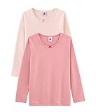 Lote de 2 camisetas lisas manga larga de punto, el emblemático tejido de Petit Bateau