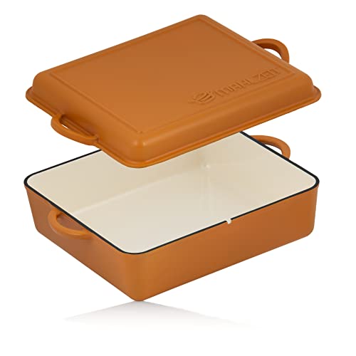 Mahlzeit Cocotte en fonte émaillée | 10,5 l | Orange Sunny | Cocotte 2 en 1 avec poêle | Cocotte avec couvercle passe au four, cocotte en émail, cocotte en...