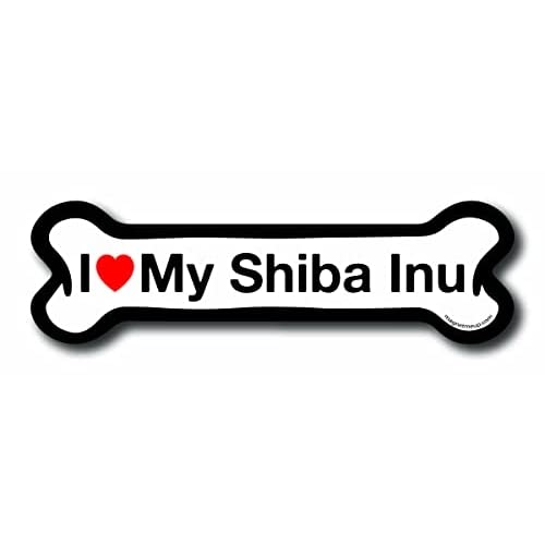 I Love My Shiba Inu Dog Bone Car Magnet 2x7 Inch, Dog Lover Gift