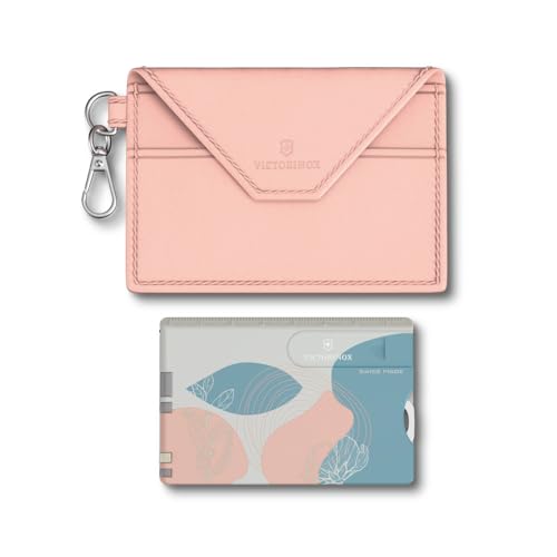 Victorinox Swiss Card Classic 10 Funktionen Swiss Made Multitool für Frauen Inkl. Kartenetui mit Schlüsselanhänger Paris Style (Rosa Blau)