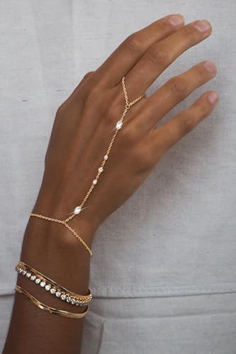 Hand Chain Bracelet for Women: Dainty 14k Gold Silver Plated Ring Chain Bracelets for Women Trendy Jewelry for Wedding Prom Birthday Gifts for Women3