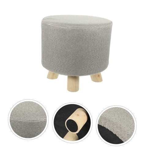 Taburete redondo de madera natural y asiento suave acolchado para casa 8