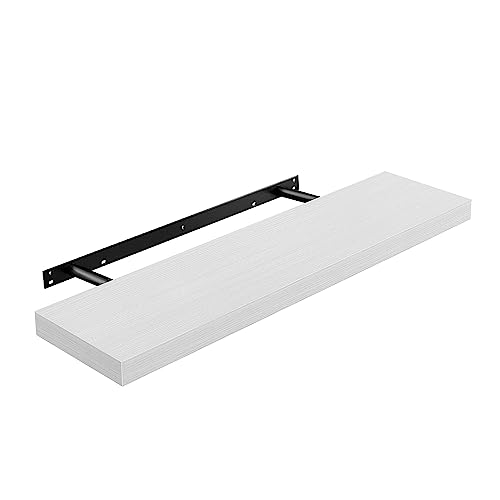 VASAGLE Estante de Pared, Estante Flotante, 20 x 80 x 3,8 cm, Balda de Pared para Marcos de Fotos, Decoración, para Salón, Estudio, Cocina, Blanco Arce LWS028W44