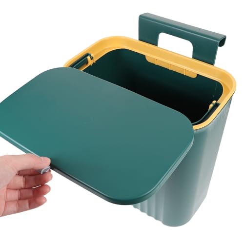 Caneca de basura colgante de cocina con tapa deslizante 9L verde miniatura 7