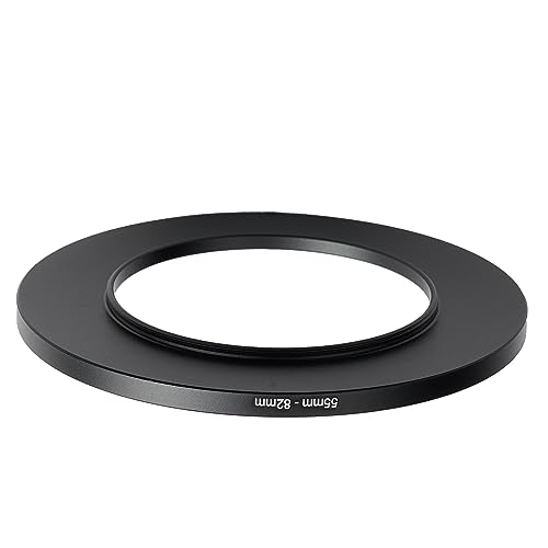 Image of 55mm to 82mm Step-up Adapter Rings Filter Adapter Black Metal Step Down Filter Ring Adapter Compatible with All Brand UV CPL ND Camera Lens Filter Stepping Rings (55mm-82mm)