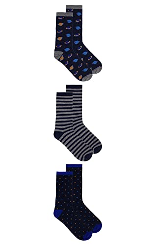 DENSLEY&CO Men's 3-Pack Graphic Pattern Dress Crew Socks | Men's Shoe Size 7-12 (Sock Size 10-13) | Assorted Styles