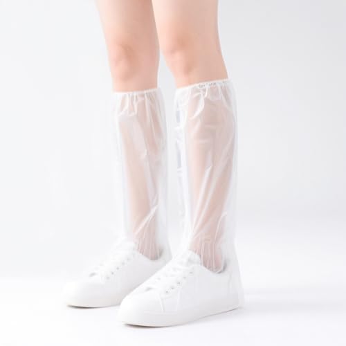 50 PCS Waterproof Shoe Covers for rain, Rain Shoe Covers, Disposable Plastic Rain Shoe Covers, Non-Slip Outdoor Waterproof Shoe Covers（25 pairs，transparent） (8g Short, PE, 19 * 16 Inch)