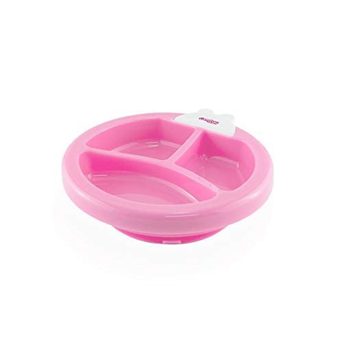Prato Termico Infantil com Ventosa e 3 Divisórias Rosa