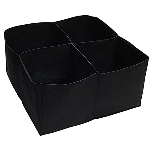 Hochbeete für den Garten, großer Pflanzsack, erhöhter Pflanzbehälter, quadratisch geteiltes Gartenbeet, 4 Fächer, Stoff, Wachstumsbeutel für mehrere Gemüse, Blumen, schwarz, 2 mm dicke Pflanzsäcke